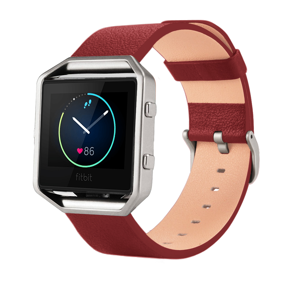 Ew-fblrsm-rd Leather Band For Fitbit Blaze With Frame Red - Small