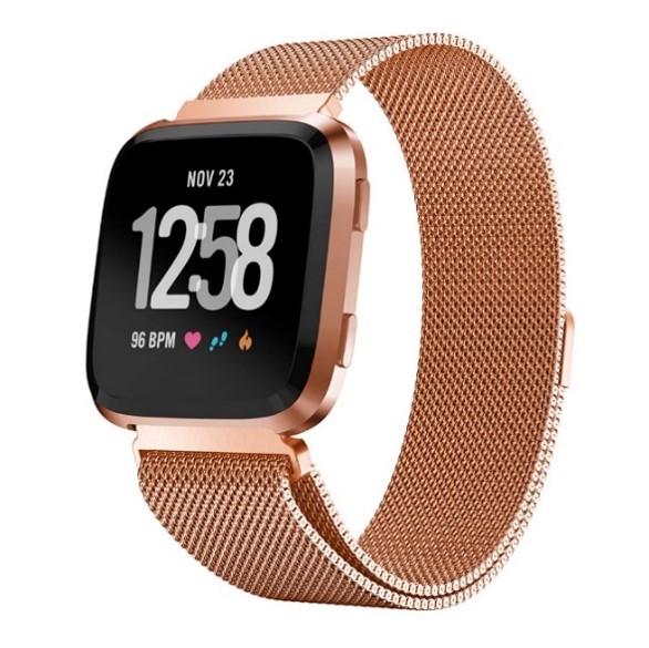 Ew-fvamllg-rg Milanese Bands For Fitbit Versa Watch - Rose Gold - Large