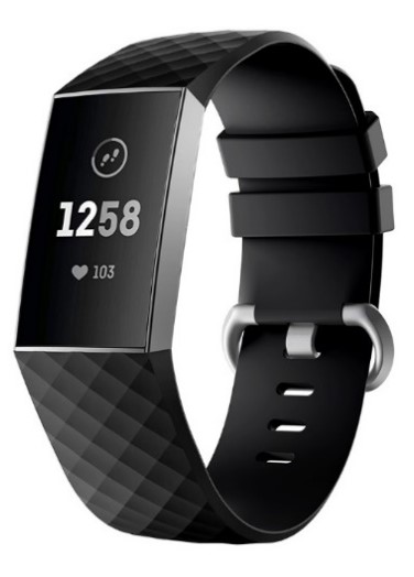 Ew-fc3splg-bk Silicone Band For Fitbit Charge 3 - Black - Large