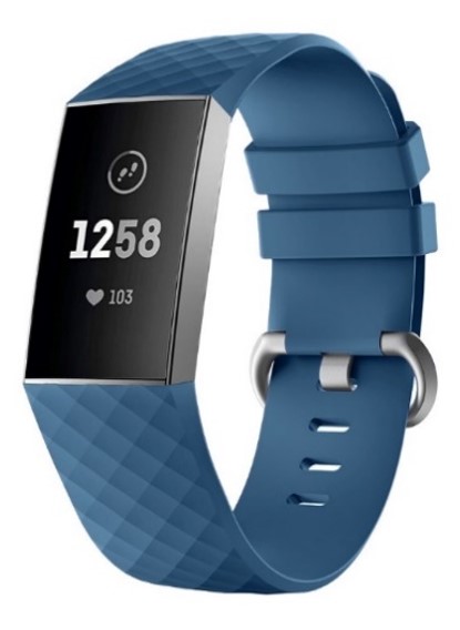 Ew-fc3spsm-nv Silicone Band For Fitbit Charge 3 - Navy - Small