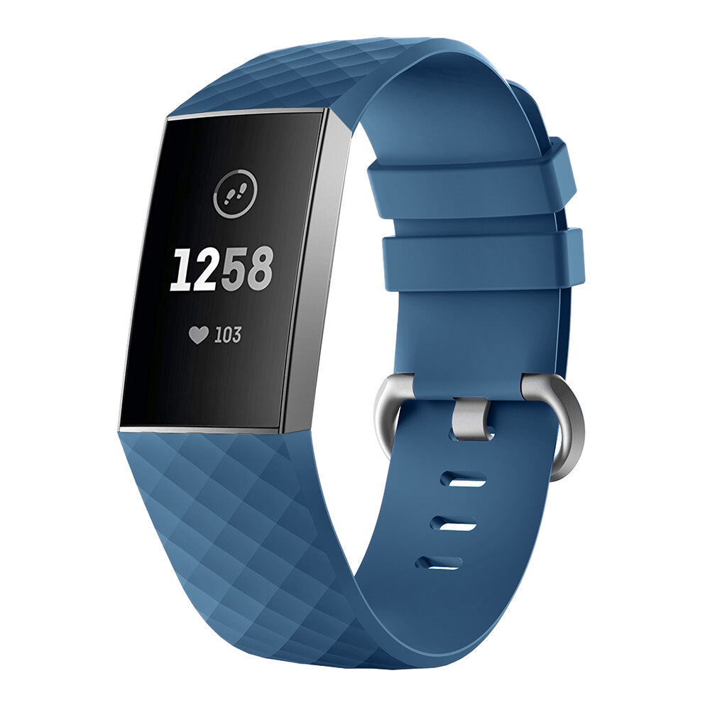 Ew-fc23plg-nv Silicone Band For Fitbit Charge 3 - Navy - Large
