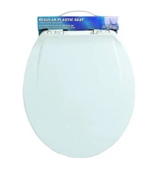 650402 Round Plastic Toilet Seat - Fits All Round Bowls, White