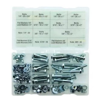 196092 Mh172 Nuts Bolts & Washer Assortment - 172 Piece