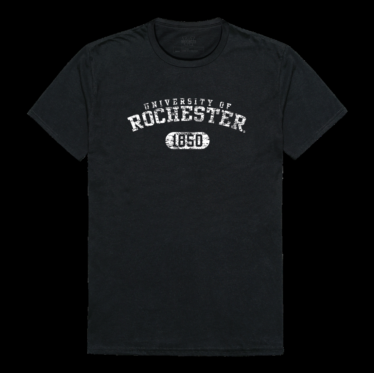 UPC 783782773224 product image for University of Rochester Yellowjackets Distressed Arch College T-Shirt, Black | upcitemdb.com