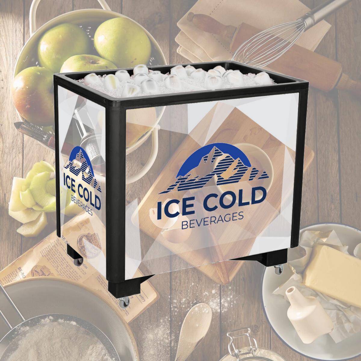 Picture of lowa Rotocast Plastics 3501345 Frost Box Mobile Beverage Cooler - Black