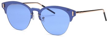 Semi-rimless Round Style Sunglasses, Blue