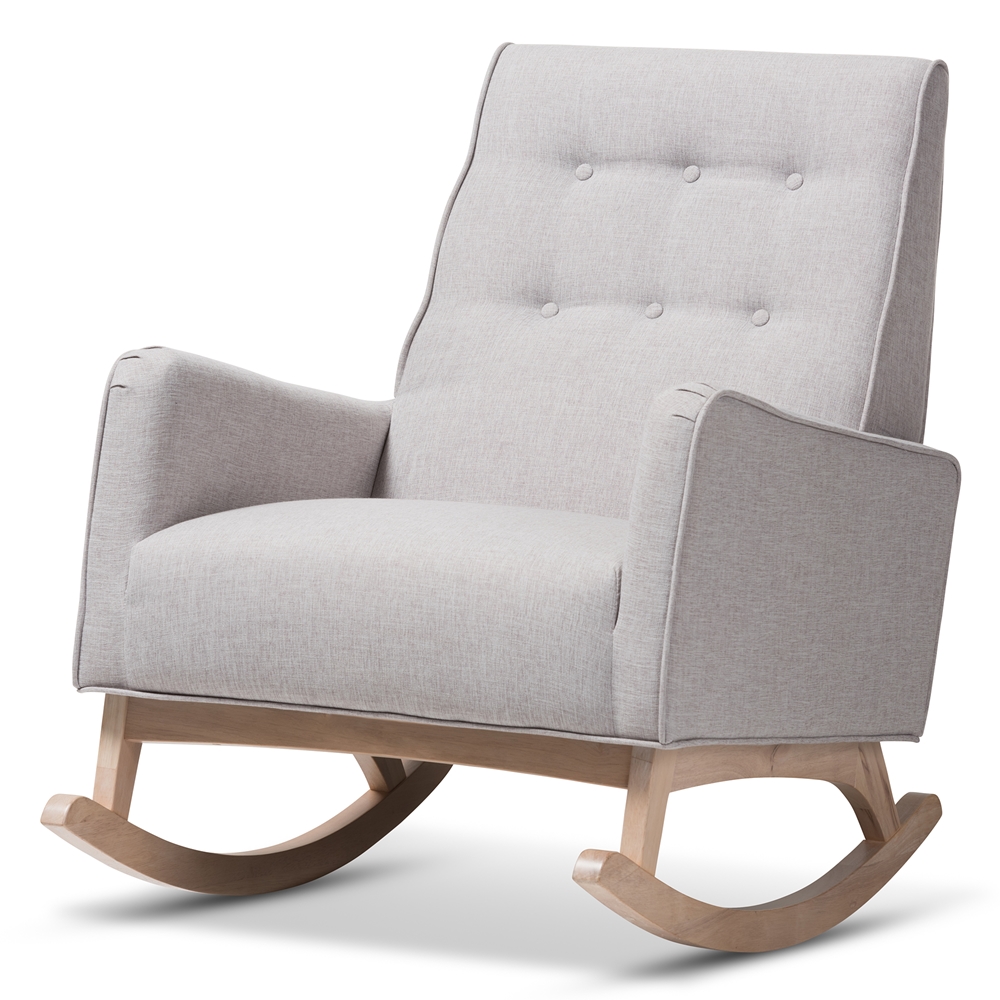 Bbt5308-greyish Beige Rc Baxton Studio Marlena Mid-century Modern Fabric Upholstered White Wash Wood Rocking Chair, Greyish Beige