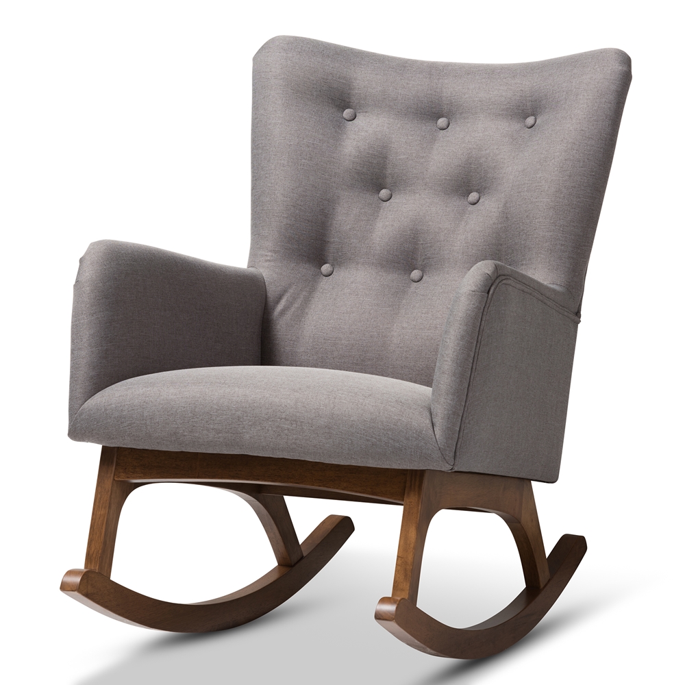 Bbt5303-grey-rc Baxton Studio Waldmann Mid-century Modern Fabric Upholstered Rocking Chair, Grey