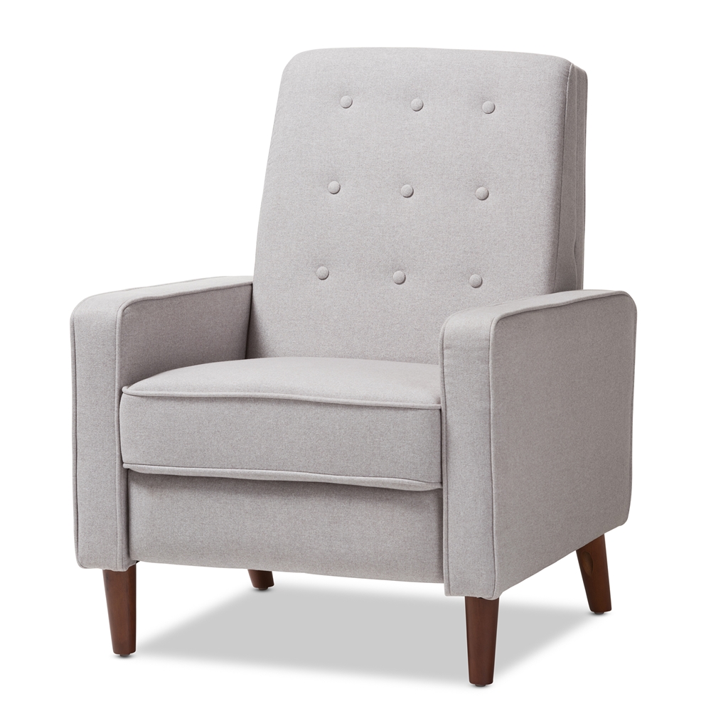1705-light Gray Baxton Studio Mathias Mid-century Modern Fabric Upholstered Lounge Chair, Light Grey