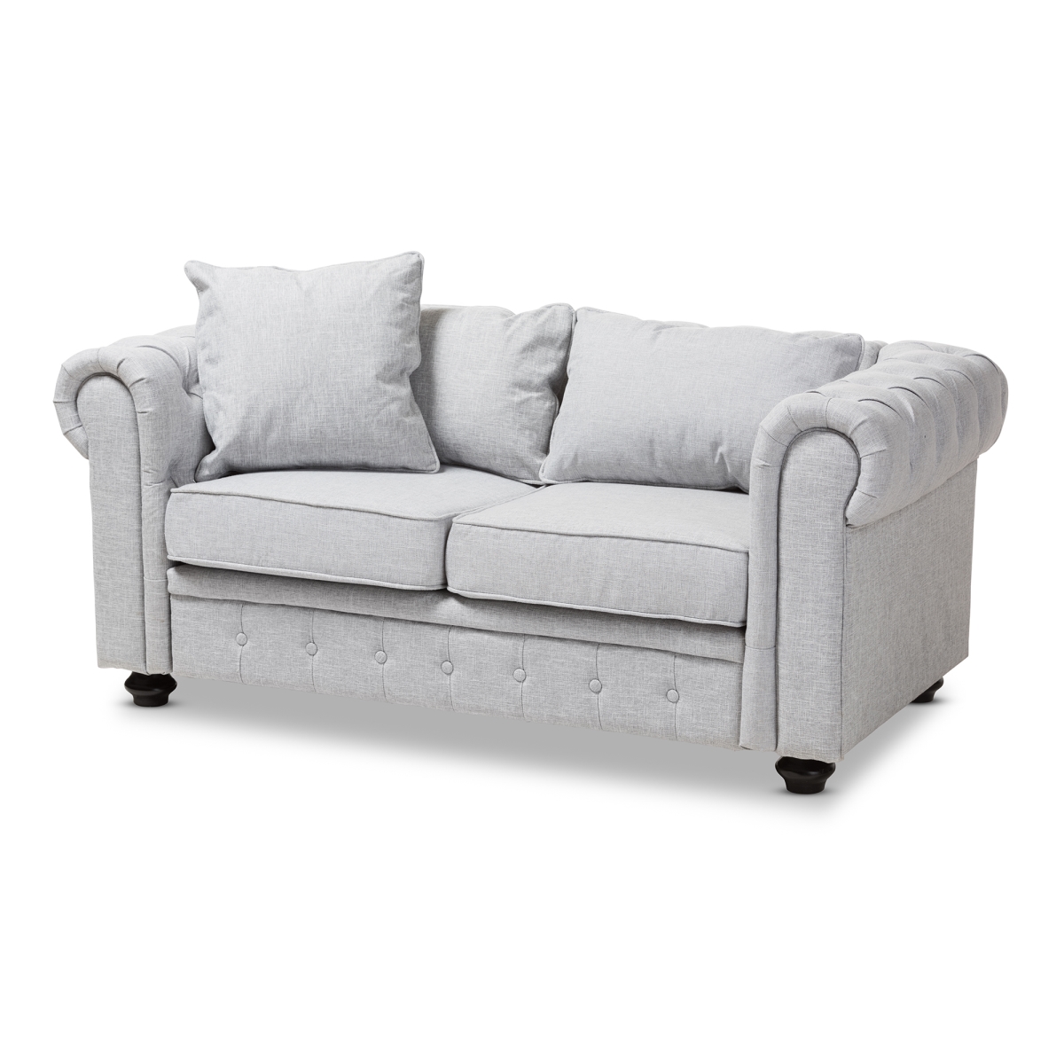 Rx1616-gray-ls Alaise Modern Classic Chesterfield Loveseat, Grey