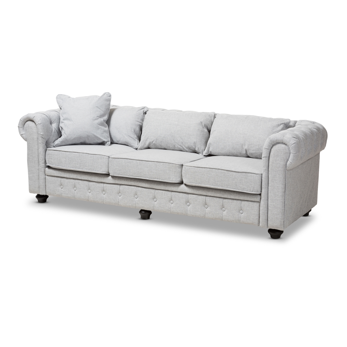 Rx1616-gray-sf Alaise Modern Classic Chesterfield Sofa, Grey