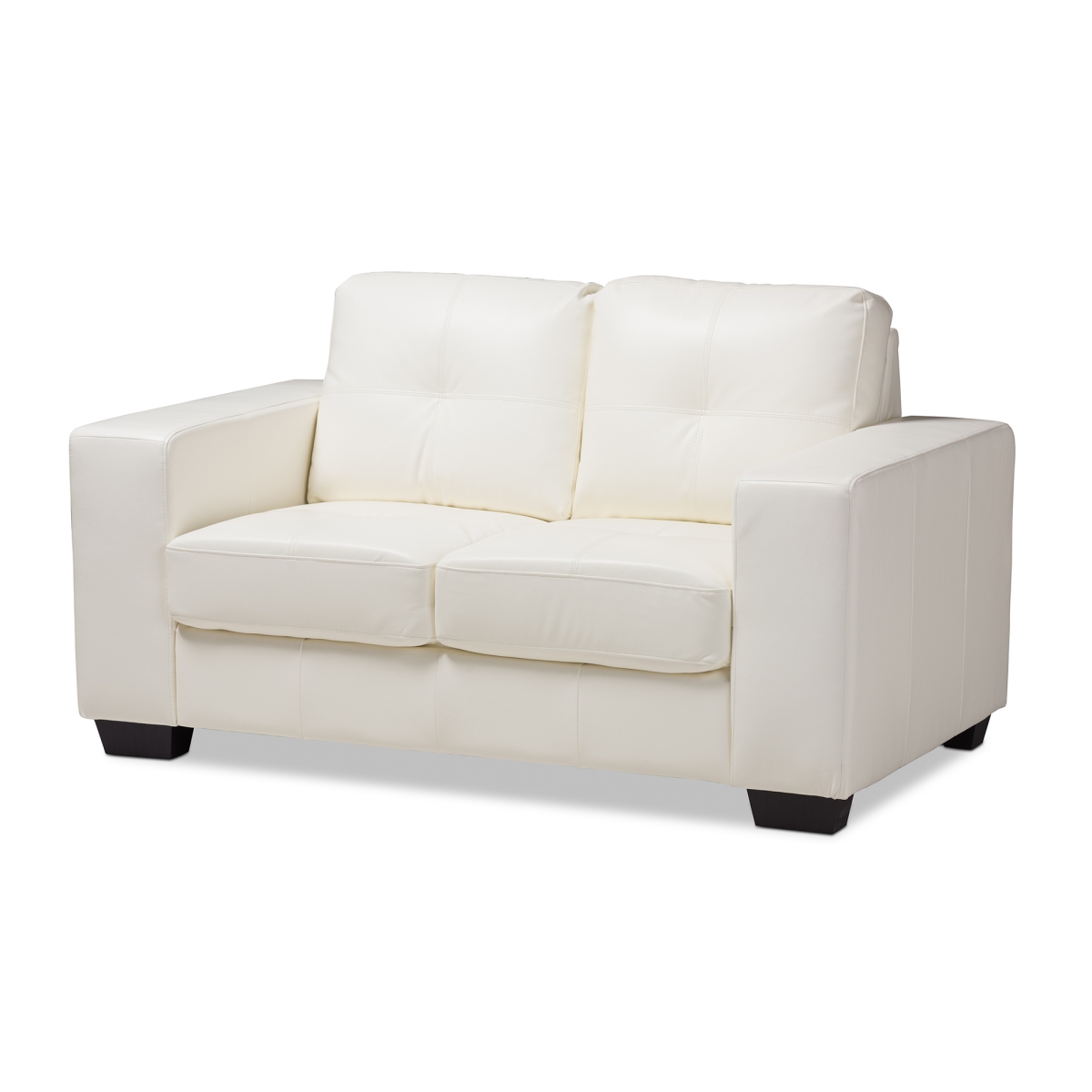 U2470-white-ls Ids06lt-ls Adalynn Modern & Contemporary White Faux Leather Upholstered Loveseat
