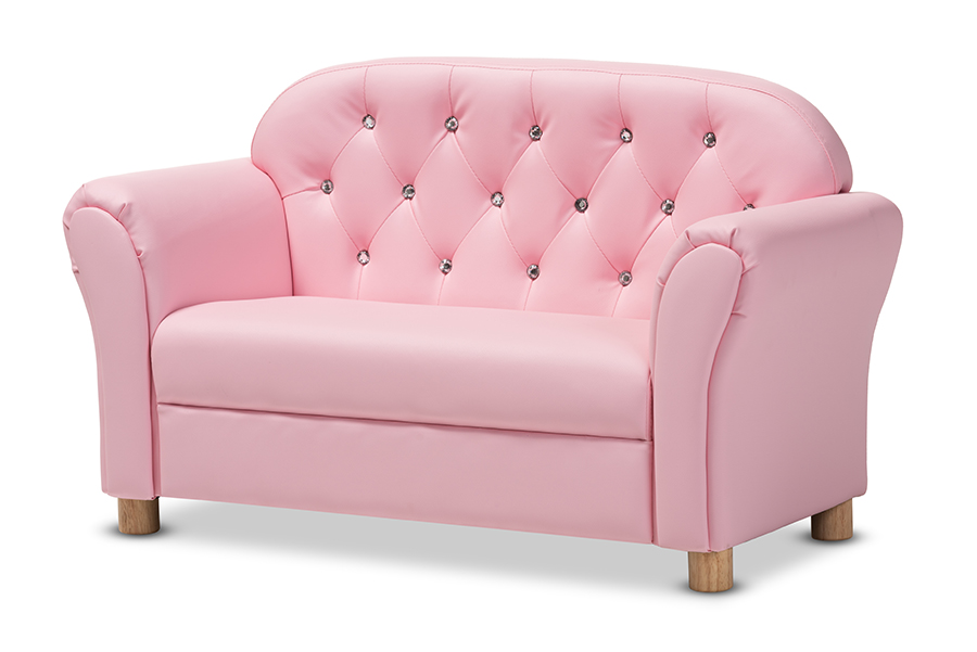 Ld2212-pink-ls Gemma Modern & Contemporary Pink Faux Leather 2-seater Kids Loveseat - 21.3 X 36.2 X 16.9 In.