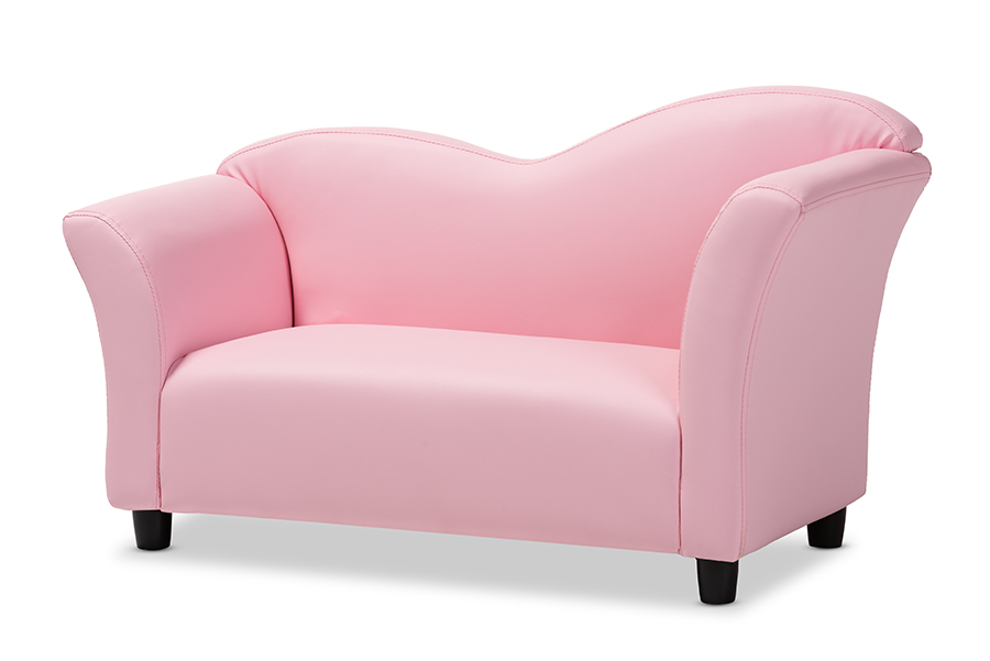 Ld2192-pink-ls Felice Modern & Contemporary Pink Faux Leather Kids 2-seater Loveseat - 18.1 X 31.9 X 14.6 In.