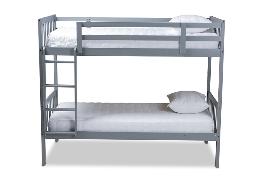 Mg0045-grey-twin Bunk Bed Jude Modern & Contemporary Grey Finished Wood Bunk Bed - Twin Size