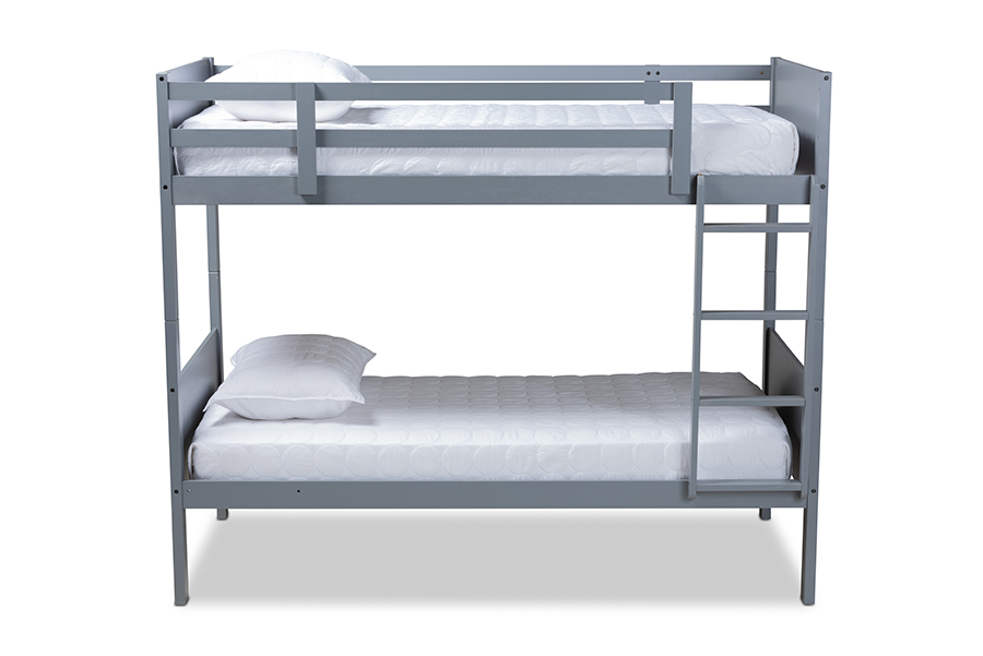 Mg0051-grey-twin Bunk Bed Elsie Modern & Contemporary Grey Finished Wood Bunk Bed - Twin Size
