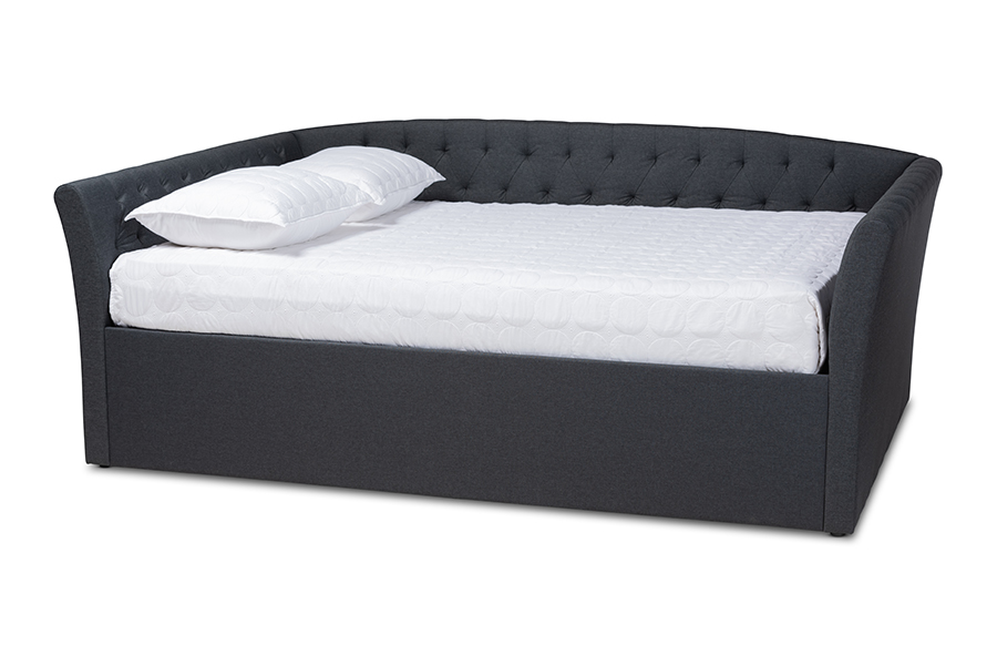 Cf9044-b-charcoal-daybed-f Delora Modern & Contemporary Dark Grey Fabric Upholstered Daybed - Full Size