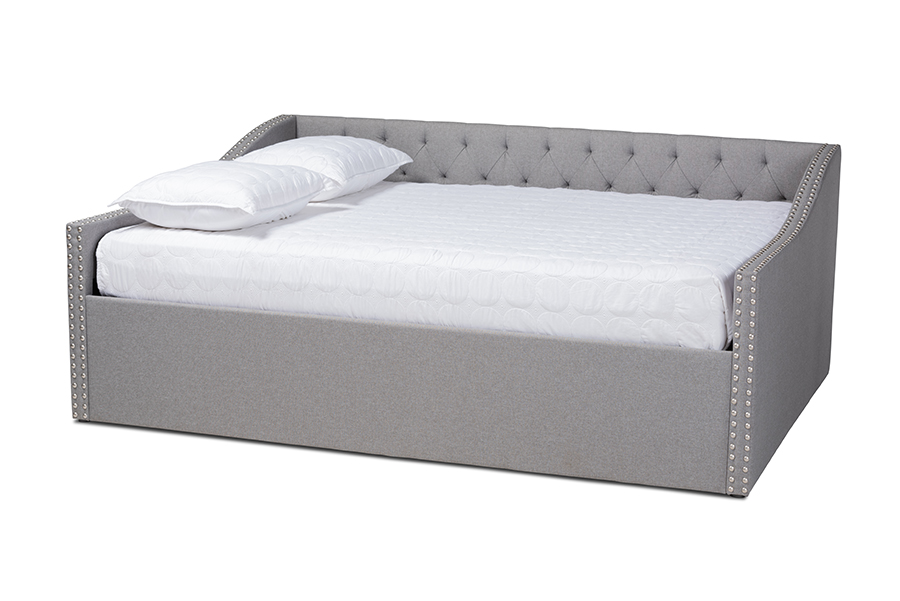 Cf9046-b-light Grey-daybed-q Haylie Modern & Contemporary Light Grey Fabric Upholstered Daybed - Queen Size