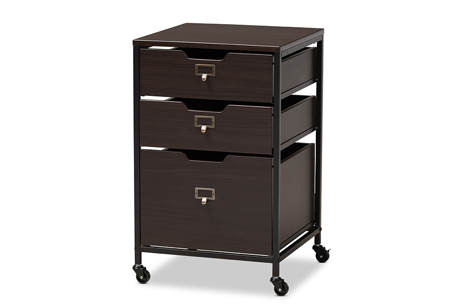 Bg1708a-dark Brown Felix Modern & Contemporary Espresso Wood & Black Metal 4-drawer Mobile File Cabinet