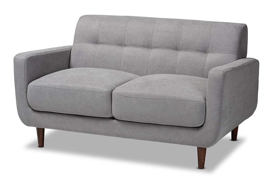 J1453-light Grey-ls Allister Mid-century Modern Light Grey Fabric Upholstered Loveseat
