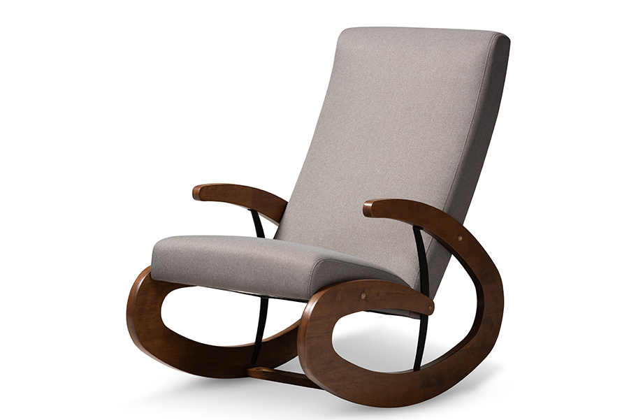 Bbt5317-grey Kaira Modern & Contemporary Gray Fabric Upholstered & Walnut-finished Wood Rocking Chair