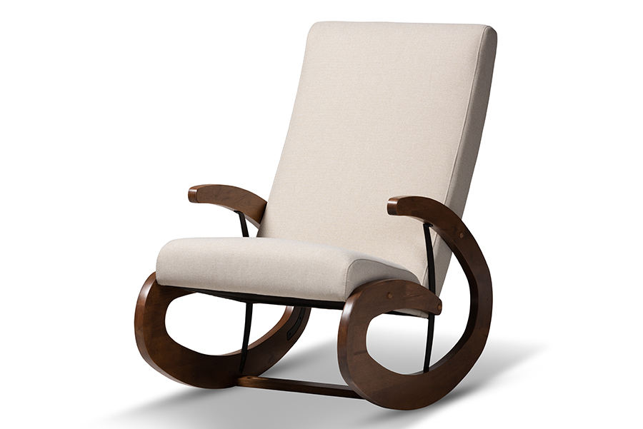 Bbt5317-light Beige Kaira Modern & Contemporary Light Beige Fabric Upholstered & Walnut-finished Wood Rocking Chair
