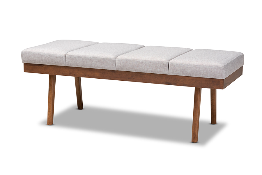 BBT5364-Greyish Beige-Bench Larisa Mid-Century Modern Grayish Beige Fabric Upholstered Wood Bench