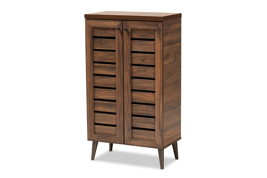Picture of Baxton Studio SESC70180WI-Columbia-Shoe Cabinet Salma Modern & Contemporary Walnut Brown Finished Wood 2-Door Shoe Storage Cabinet