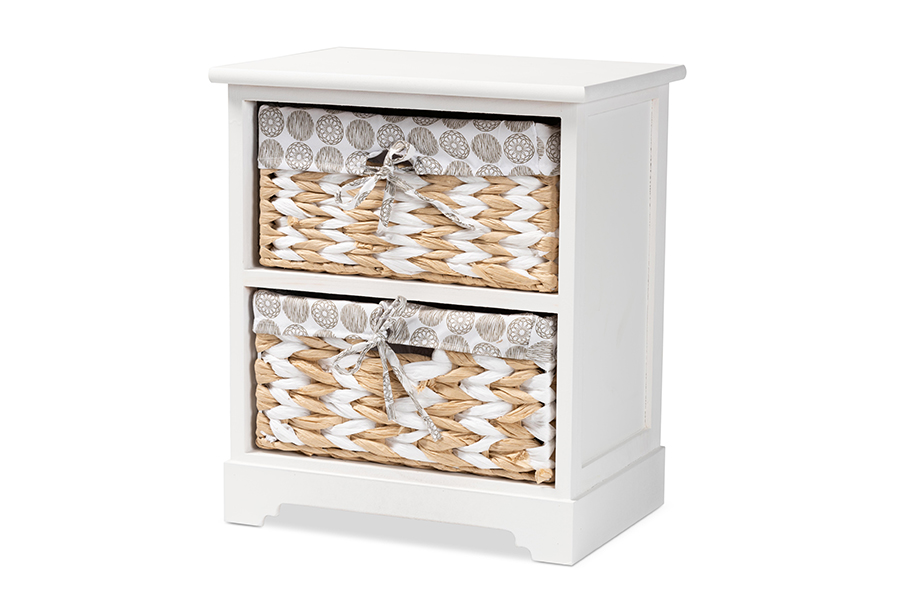 Picture of Baxton Studio TLM1801-White-2 Baskets Rianne Modern Transitional White Finished Wood 2-Basket Storage Unit