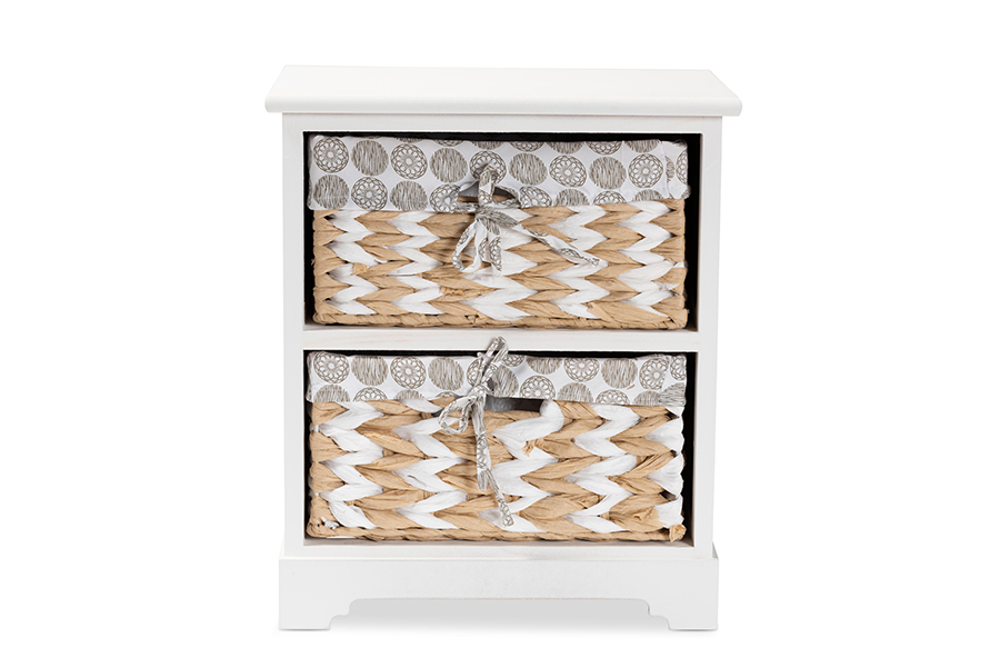 Picture of Baxton Studio TLM1801-White-2 Baskets Rianne Modern Transitional White Finished Wood 2-Basket Storage Unit