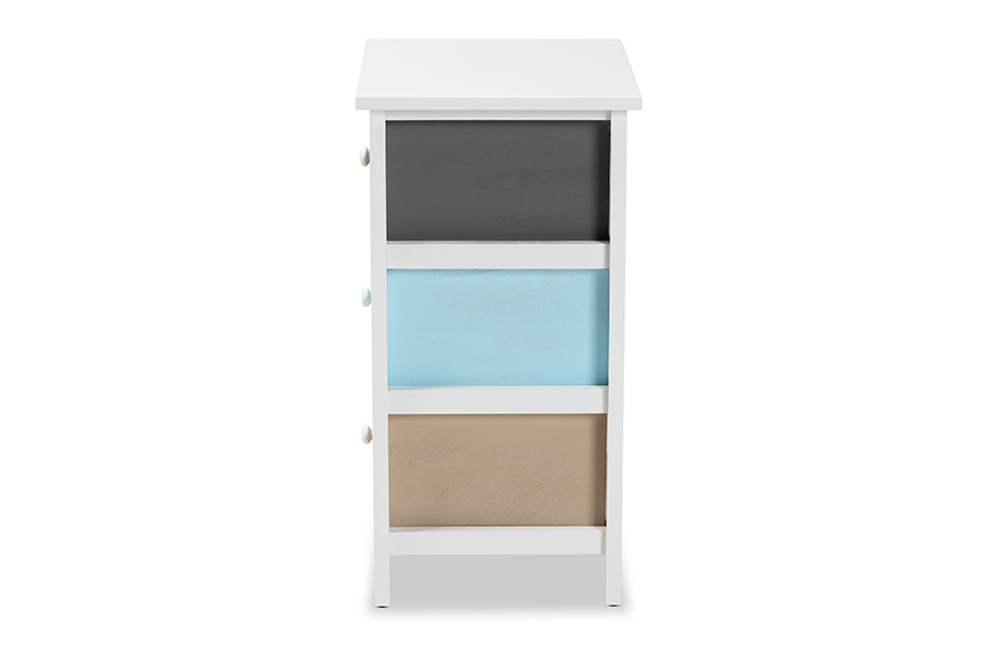 Picture of Baxton Studio FZC180826-Multi Colored-NS Kalila Modern & Contemporary White & Multi-Colored Finished Wood 3-Drawer Nightstand