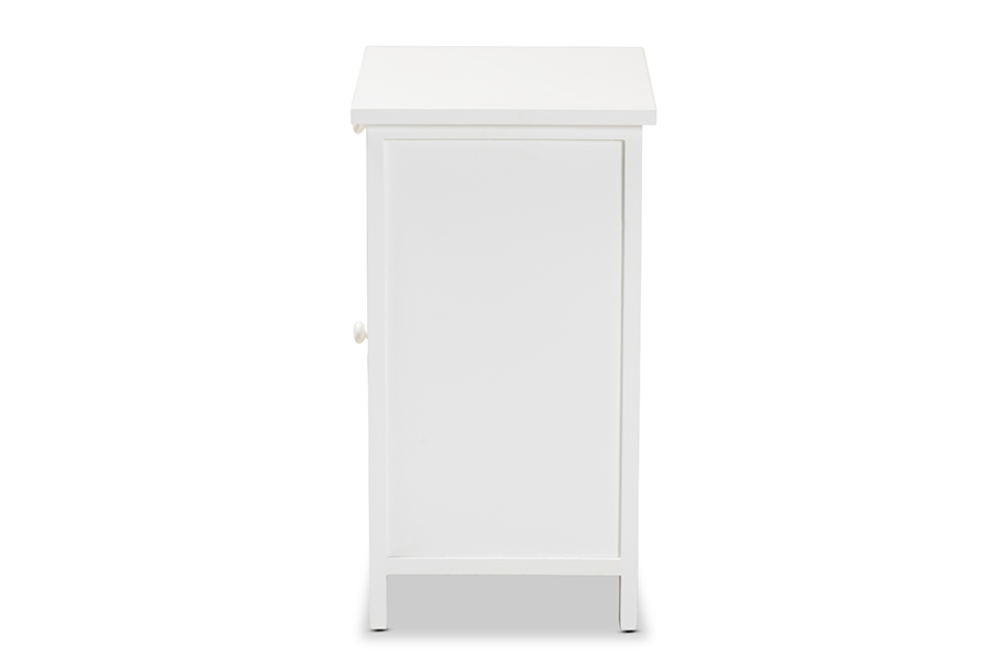 Picture of Baxton Studio FMA-0176-Wooden 2 Drawer-NS Sariah Mid-Century Modern White Finished Wood & Rattan 2-Door Nightstand