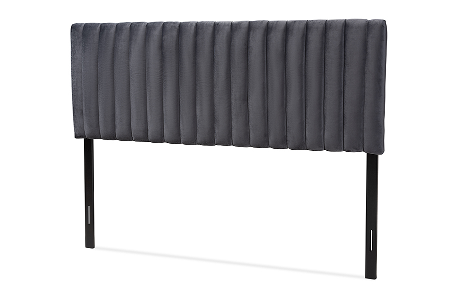 Picture of Baxton Studio Emile-Grey Velvet-HB-King 45.90 x 56.9 x 3.1 in. Emile Modern & Contemporary Headboard&#44; Grey & Dark Brown - King Size
