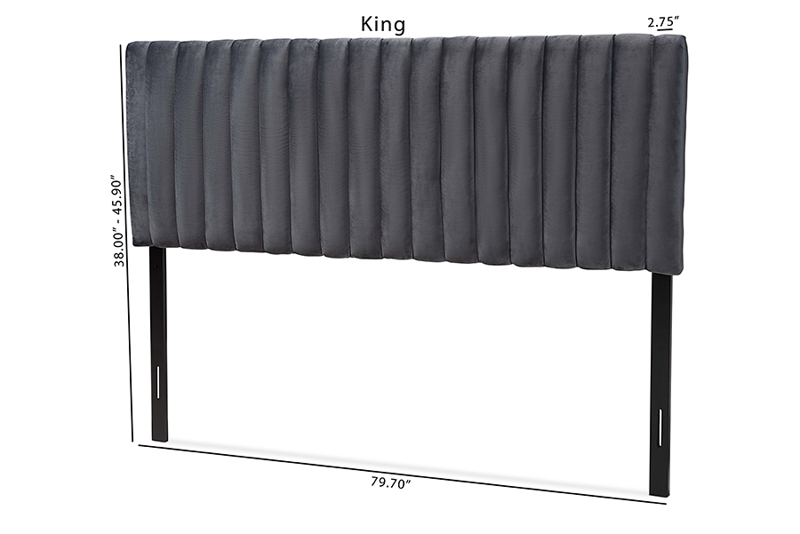 Picture of Baxton Studio Emile-Grey Velvet-HB-King 45.90 x 56.9 x 3.1 in. Emile Modern & Contemporary Headboard&#44; Grey & Dark Brown - King Size