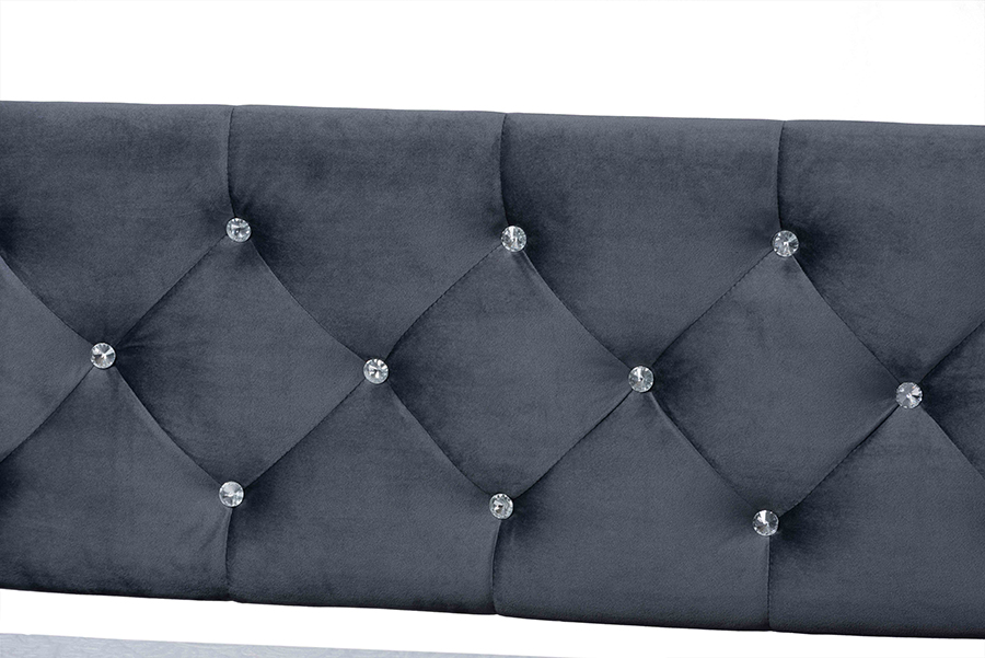 Picture of Baxton Studio Cora-Grey Velvet-Daybed-Twin Cora Modern & Contemporary Daybed&#44; Grey & Dark Brown - 33.7 x 89.4 x 42.9 in.
