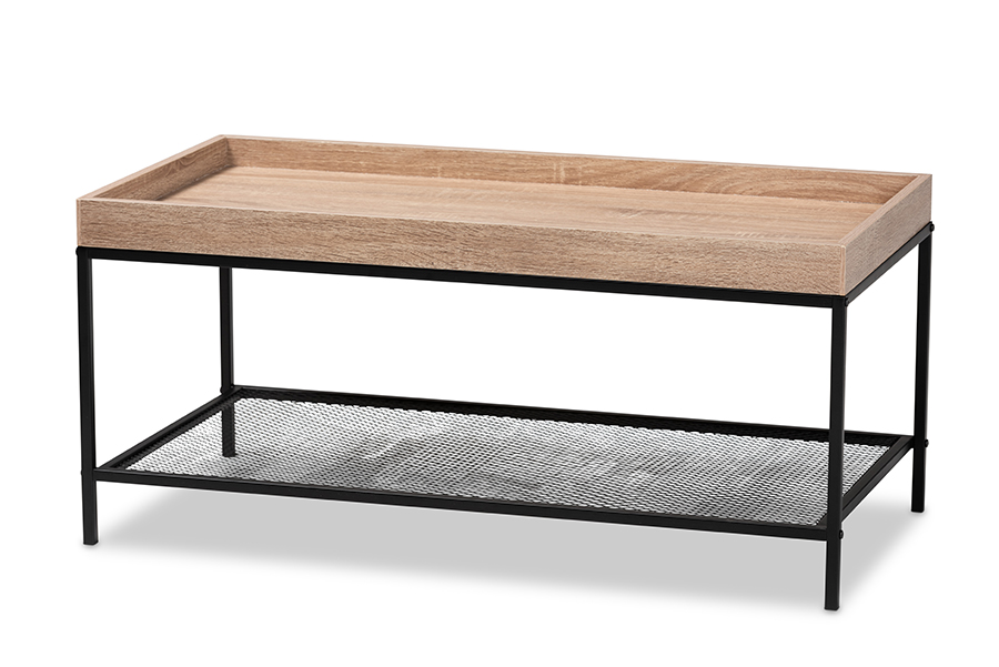 Picture of Baxton Studio 193271259243 Overton Modern Industrial Wood & Metal Finished Coffee Table&#44; Oak Brown & Black