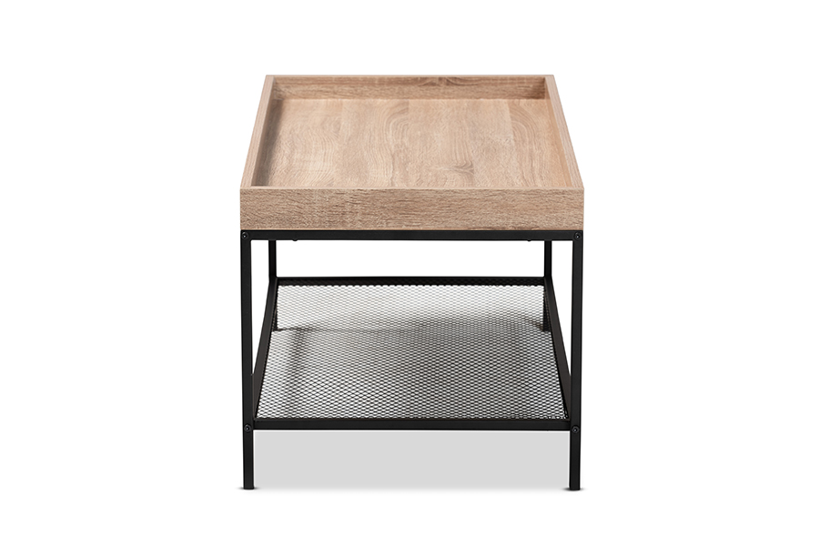Picture of Baxton Studio 193271259243 Overton Modern Industrial Wood & Metal Finished Coffee Table&#44; Oak Brown & Black