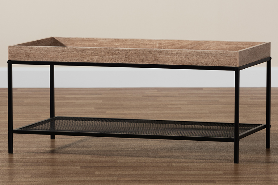 Picture of Baxton Studio 193271259243 Overton Modern Industrial Wood & Metal Finished Coffee Table&#44; Oak Brown & Black