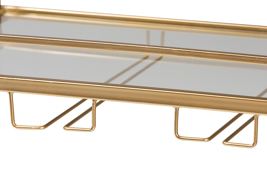 Picture of Bali & Pari 193271263271 32.7 x 15.9 x 33.5 in. Savannah Contemporary Glam & Luxe Gold Metal & Clear Glass Wine Cart
