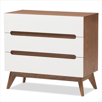 Calypso-Walnut-White-3DW-Chest Calypso Mid-Century Modern White & Walnut Wood 3-Drawer Storage Chest