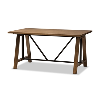 Ylx-5011-desk 36.02 X 59.8 X 36.02 In. Nico Rustic Industrial Metal & Distressed Wood Adjustable Height Work Table, Walnut Brown & Black