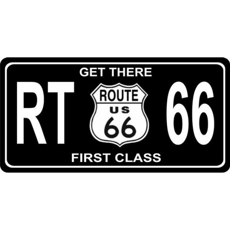 UPC 783935000085 product image for LPO1638 Get There First Class Route 66 Black License Plate | upcitemdb.com