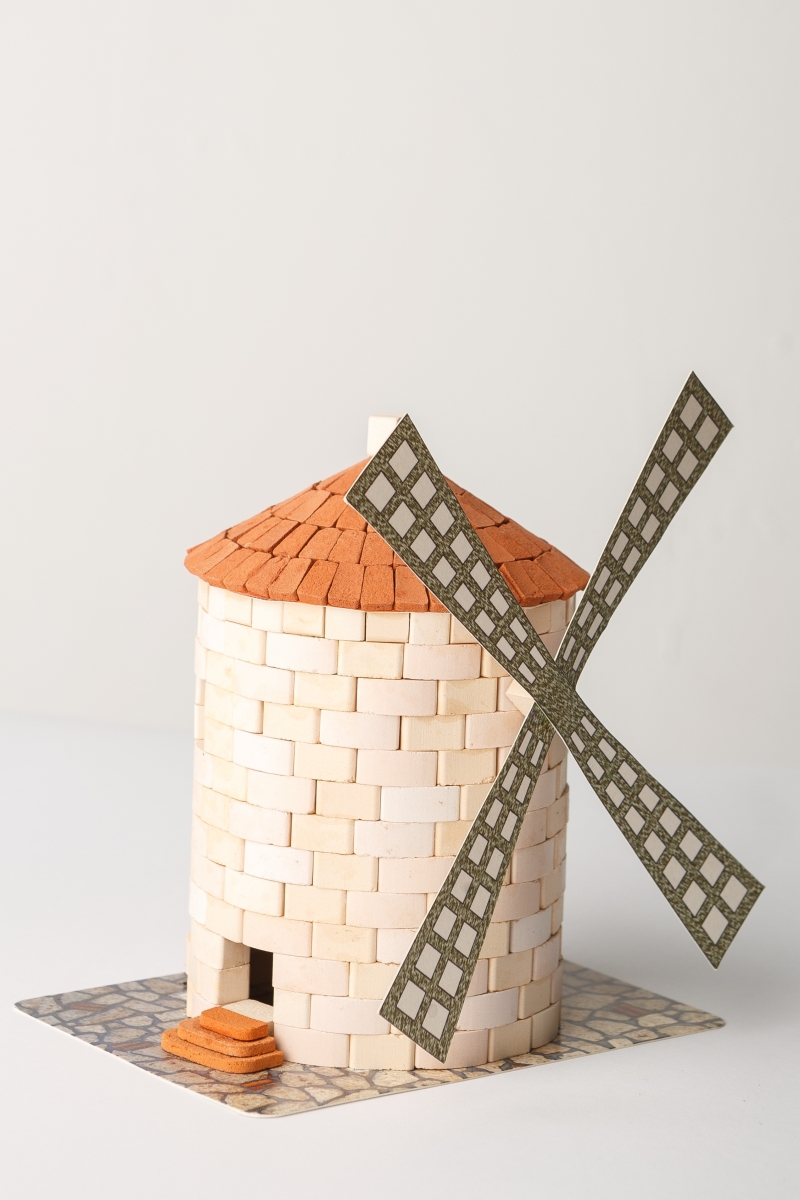 07100 Mini Bricks Construction Set Windmill 430 Piece Glue Included - White
