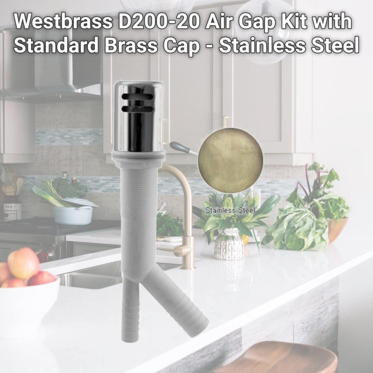 Picture of Westbrass D200-20 Air Gap Kit with Standard Brass Cap - Stainless Steel