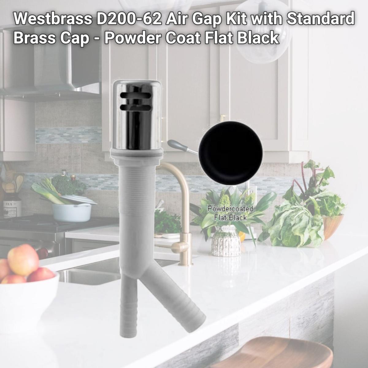 Picture of Westbrass D200-62 Air Gap Kit with Standard Brass Cap - Powder Coat Flat Black