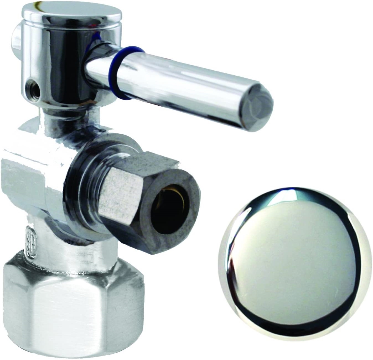 R103BL-05 0.5 x 0.375 in. OD Angle Stop with 0.25 Turn Lever Handle, Polished Chrome