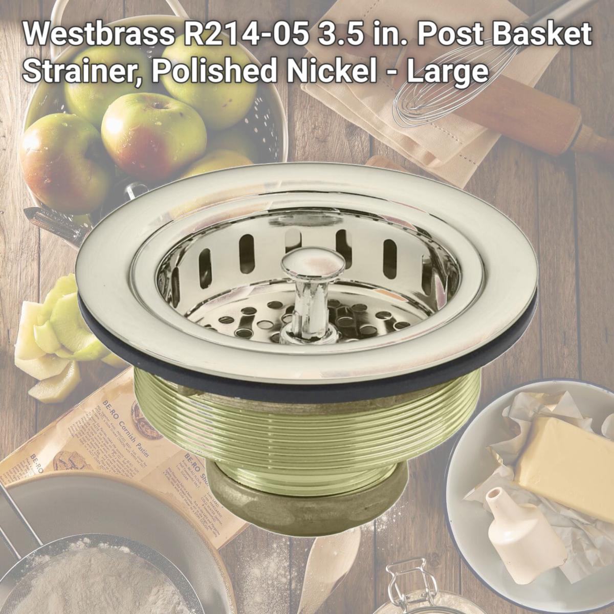 Picture of Westbrass R214-05 3.5 in. Post Basket Strainer, Polished Nickel - Large