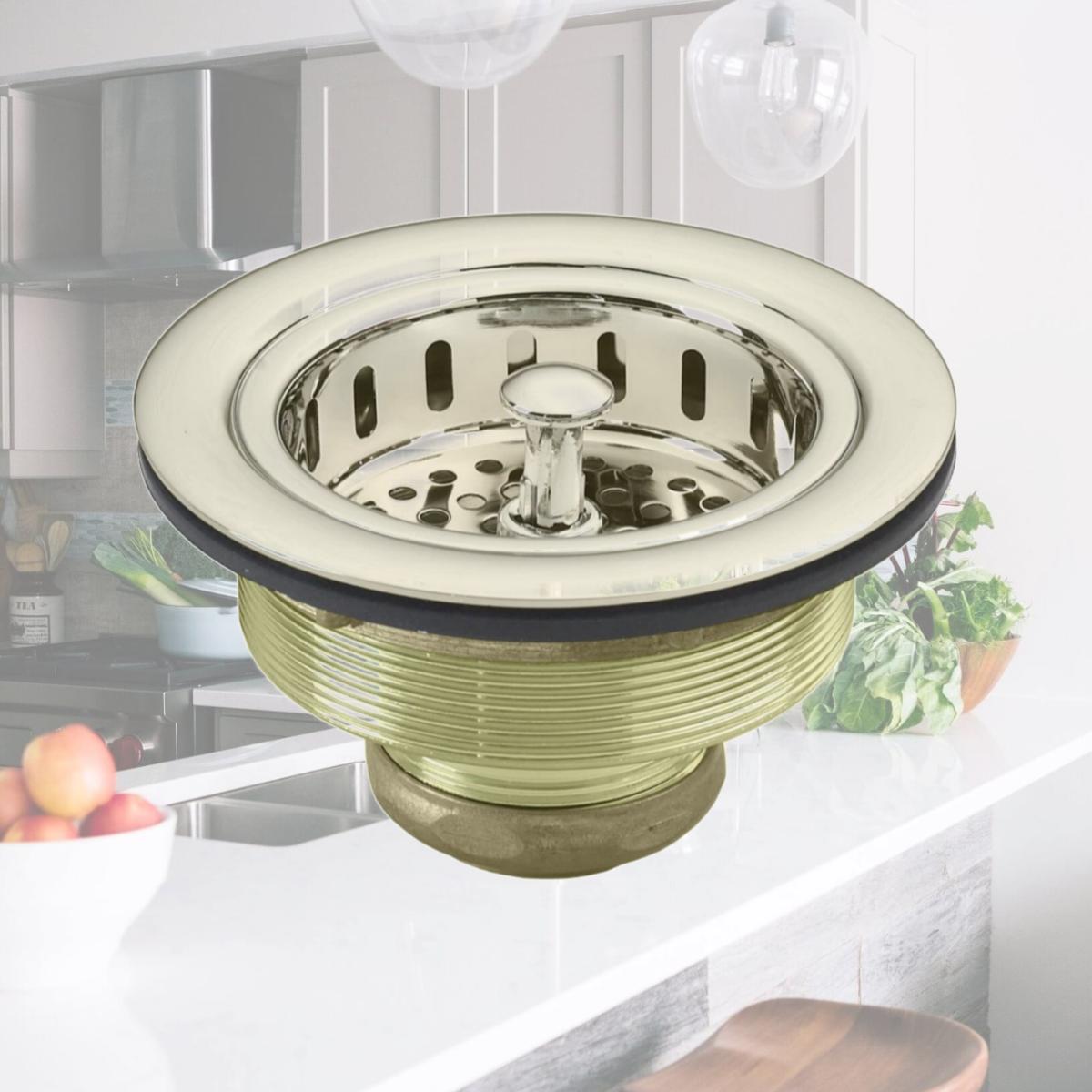 Picture of Westbrass R214-05 3.5 in. Post Basket Strainer, Polished Nickel - Large