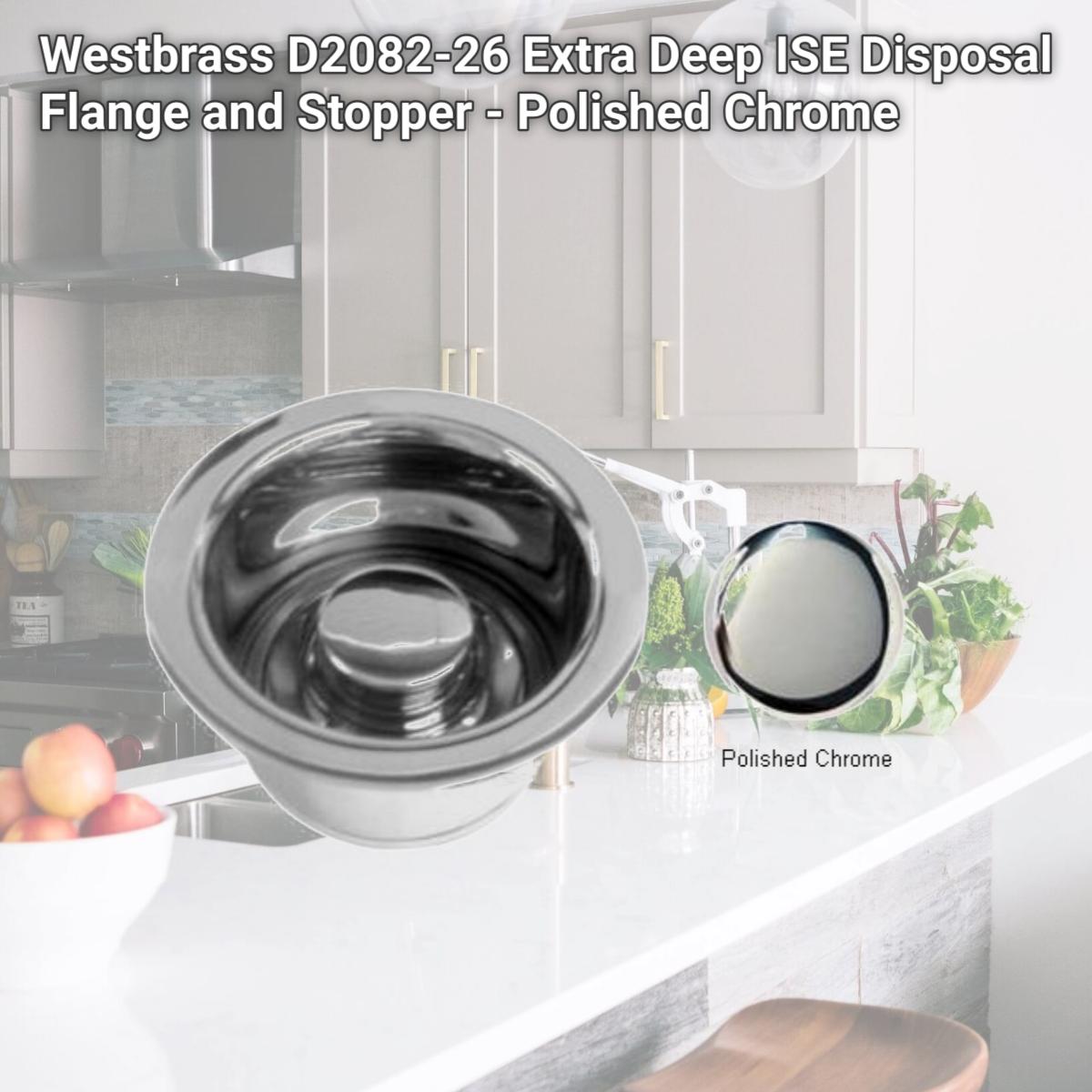 Picture of Westbrass D2082-26 Extra Deep ISE Disposal Flange and Stopper - Polished Chrome