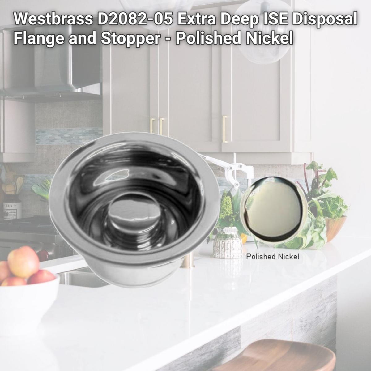 Picture of Westbrass D2082-05 Extra Deep ISE Disposal Flange and Stopper - Polished Nickel